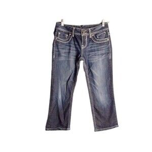 Vigoss The Dublin Capris Juniors 5x21" Low Rise Med Wash Stretch Heavy Stitching